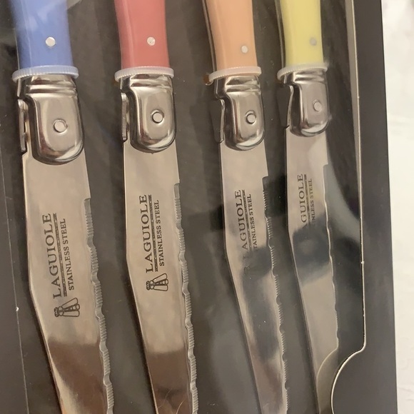 𝅺laguiole 4-Piece Steak Knife Set SS Pastel Sunset Colors - Picture 3 of 4
